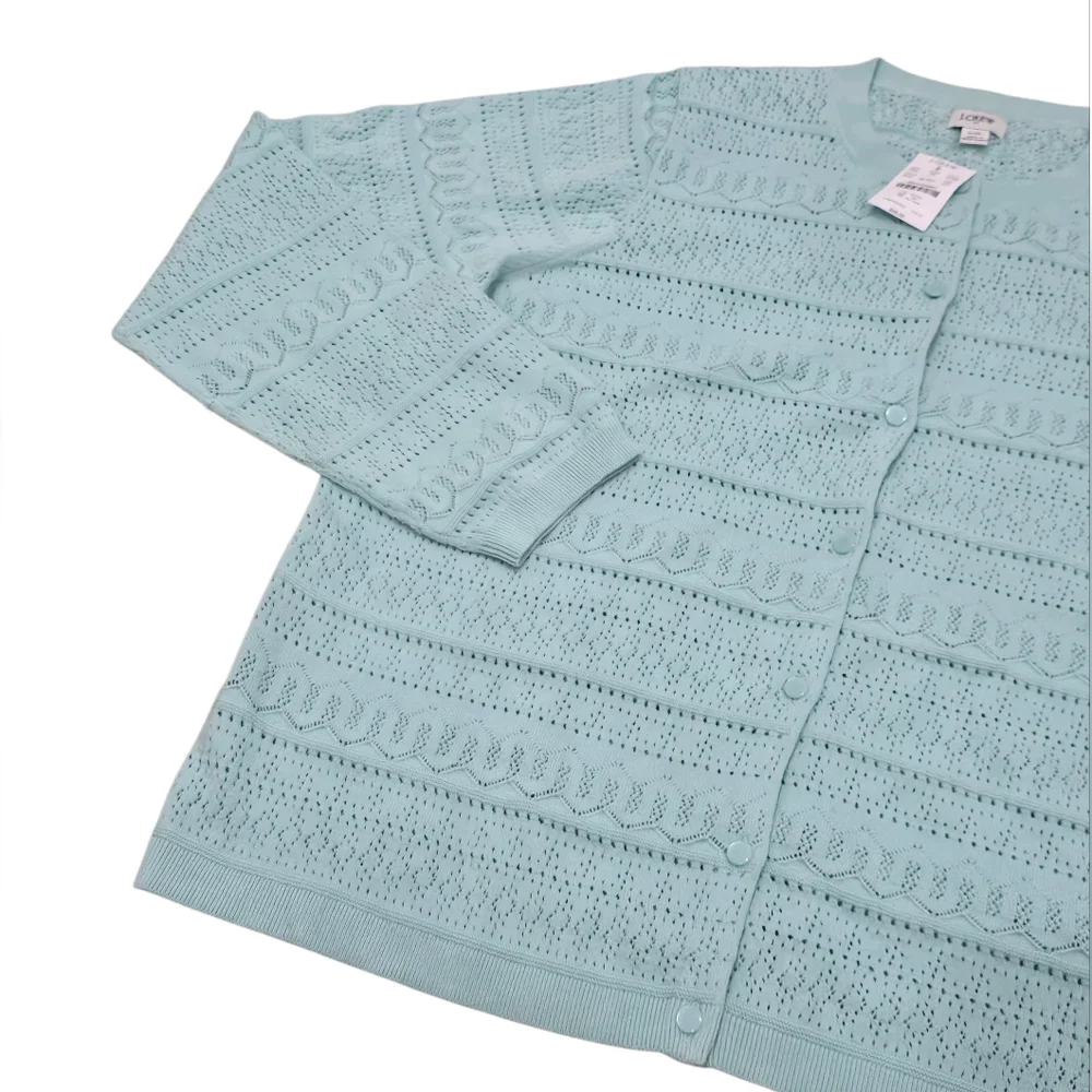 J.Crew Pointellle Cardigan Sweater In Light Aqua